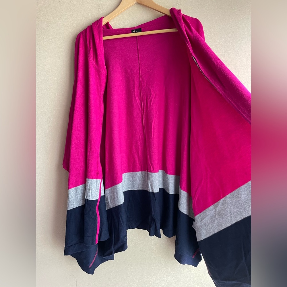 6 By Six Women Oversized Sweater Cardigan Pink Blue Size XS - Picture 6 of 9